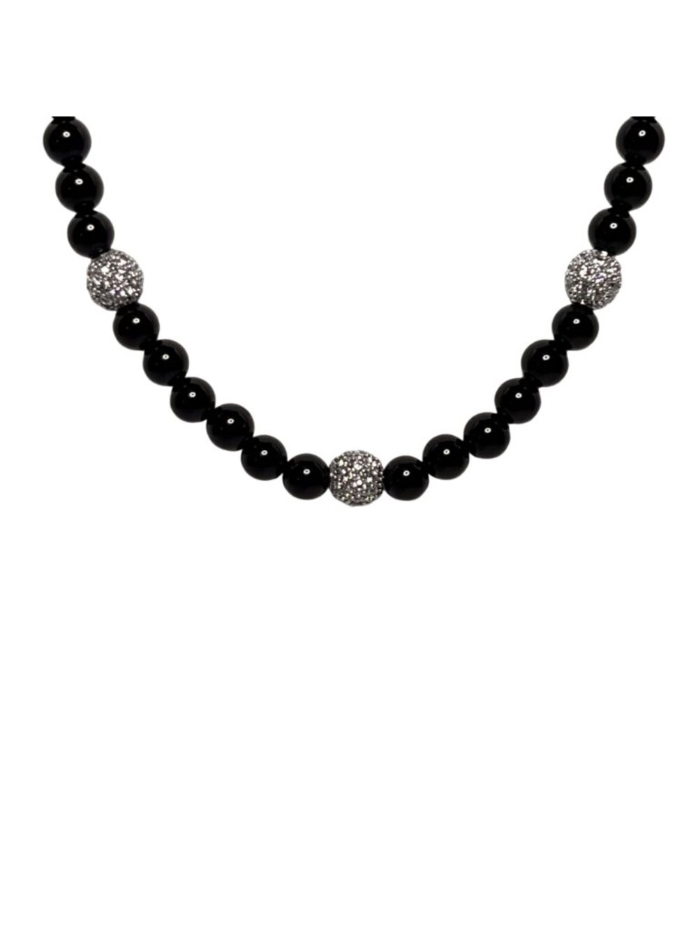 Joseph Esposito Black Bead With Sterling Silver Necklace (6347) - Picture 3 of 6